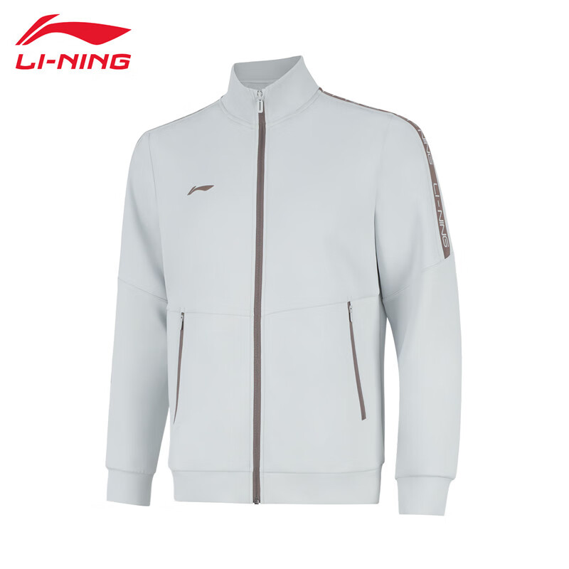 李宁（LI-NING） 柔软舒适保暖男款开衫无帽卫衣AWDUA71-2水滴灰3XL