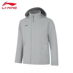 李宁（LI-NING） 防风保暖男款运动风衣AFDUA05-13月表灰XXL