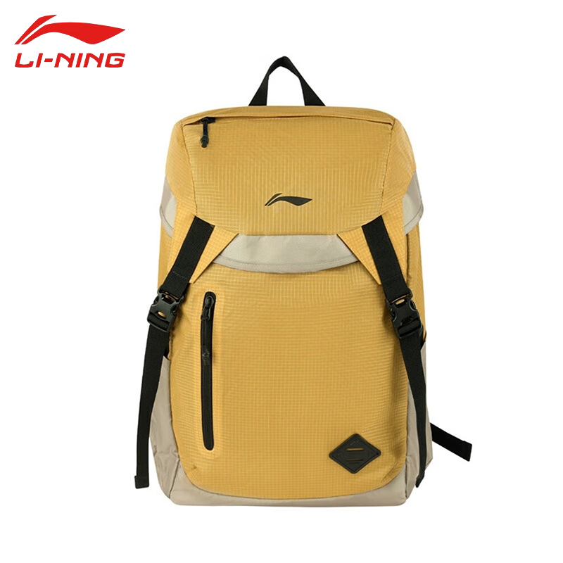李宁（LI-NING） ABSV031-2舒适透气双肩背包中性背包旅行包书包黄色F码