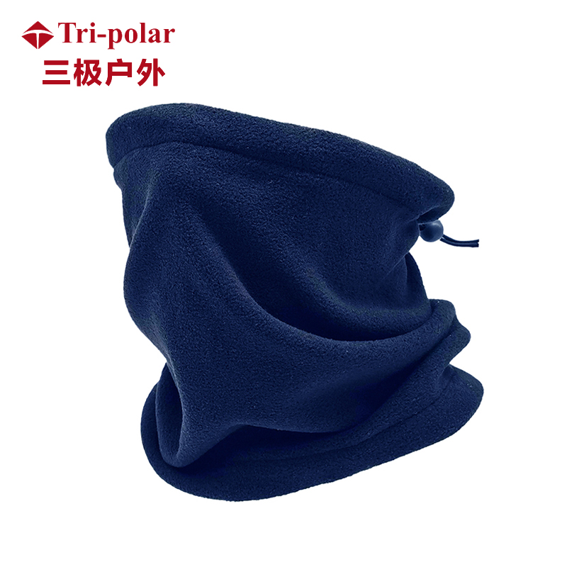 三极户外（Tri-Polar） TP6386多抓绒围脖摇粒绒头巾帽钓鱼帽子户外围巾脖套加厚保暖头套黑色