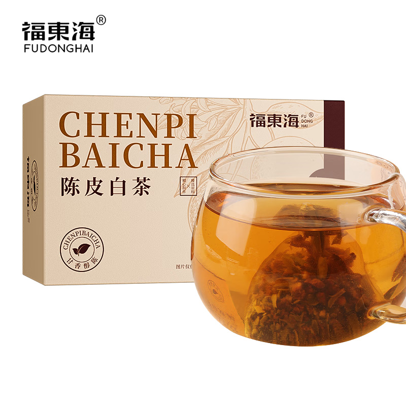 福东海 正宗广东陈皮干寿眉老白茶独立装袋泡茶泡水喝 茶叶 陈皮白茶50g