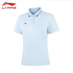 李宁（LI-NING） APLV060-9女士舒适透气短袖POLO亲肤上衣民谣蓝XS码