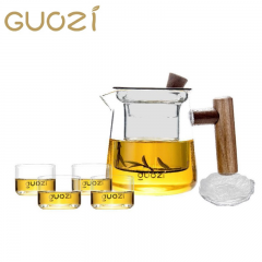 果兹 东篱·简冲茶具套装透明高硼硅玻璃茶具帯过滤加厚耐高温泡茶壶花茶壶公道杯茶杯套装GZ-S67一套