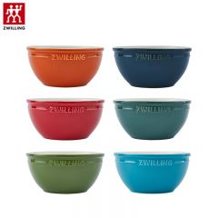 双立人（ZWILLING）餐具套装陶瓷碗面碗米饭碗喝汤碗抗菌筷子乔迁礼物厨具全套碗筷 彩色碗直径120mm- 6件套1010547