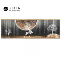 九千谷 卧室装饰画晶瓷镶钻现代轻奢主卧次卧床头背景墙遮挡壁画挂画50*150cm晶瓷镶钻画黑框8687