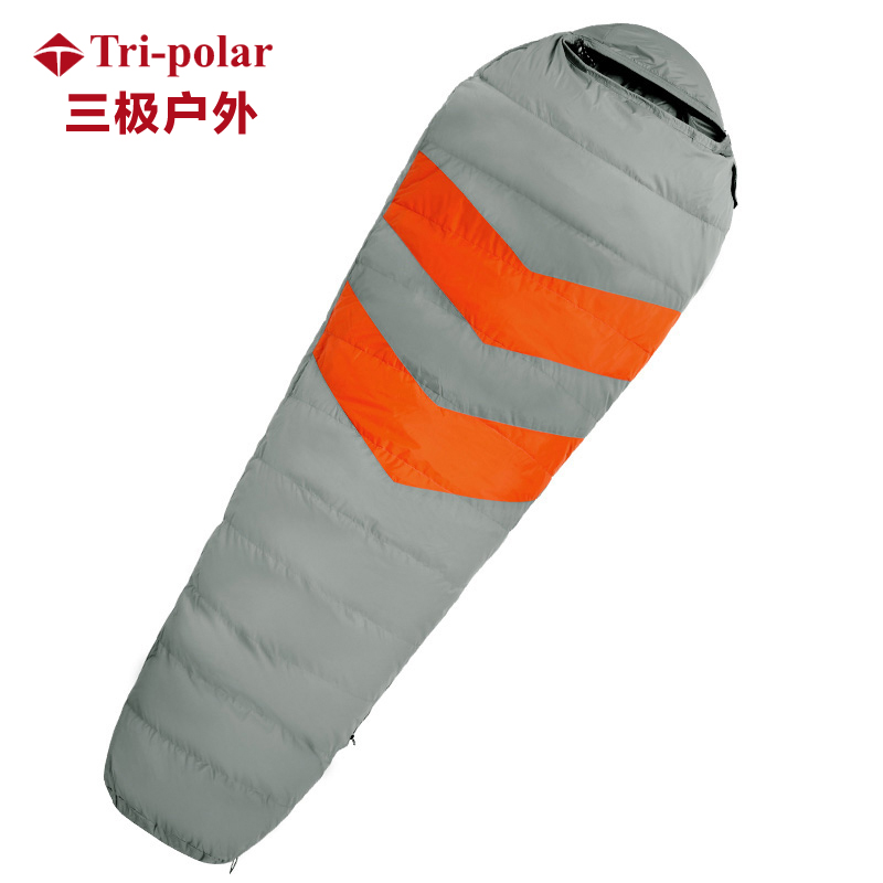 三极户外（Tri-polar） TP2926妈咪式保暖睡袋零下度保暖便携室内旅行冬季加厚露营睡袋210*80cm1.5kg灰桔拼