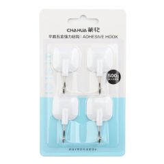 茶花（CHAHUA） 茶花粘钩挂钩吸墙无痕门后挂包钩厨房单钩排挂钩贴 颜色随机发 平面五金粘钩【2板共8个】_2912随机色