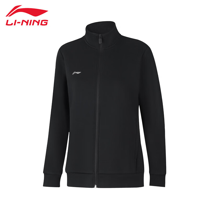 李宁（LI-NING） 柔软舒适保暖女款开衫无帽卫衣AWDUA76-1黑色M码