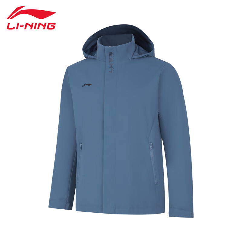 李宁（LI-NING） 防风保暖男款运动风衣AFDUA05-11雨幕蓝XL
