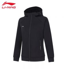 李宁（LI-NING） 柔软舒适保暖女款开衫连帽卫衣AWDT984-1黑色XXL码