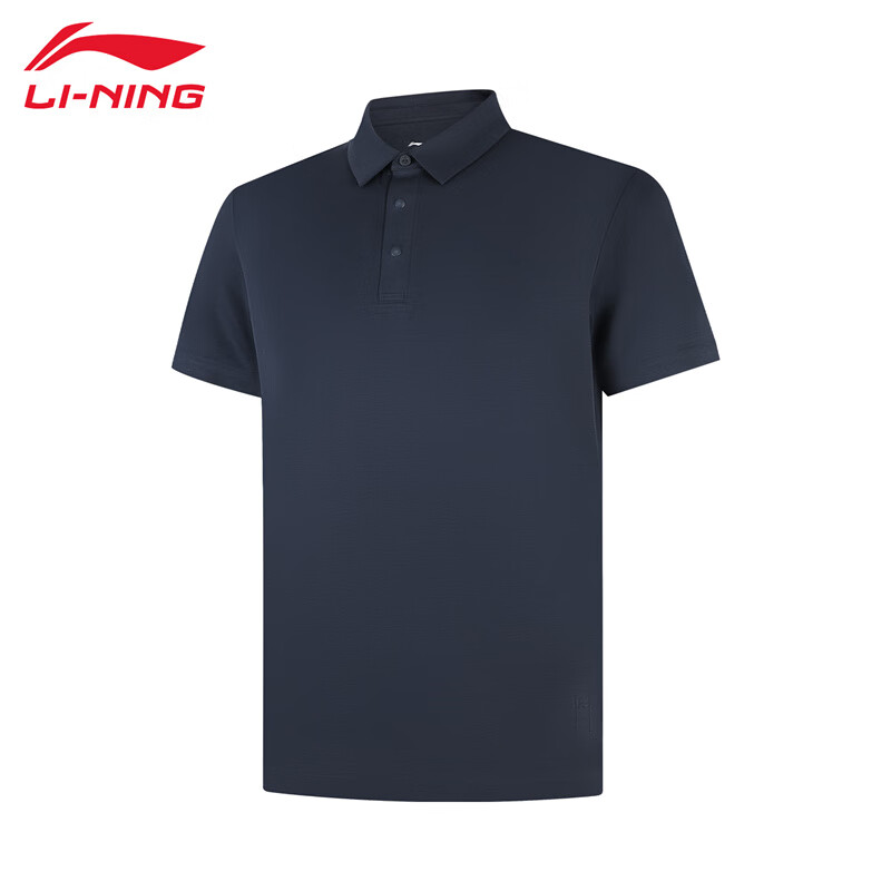 李宁（LI-NING） APLV131-4男士舒适透气短袖POLOT恤简约日常通勤外太空蓝4XL码