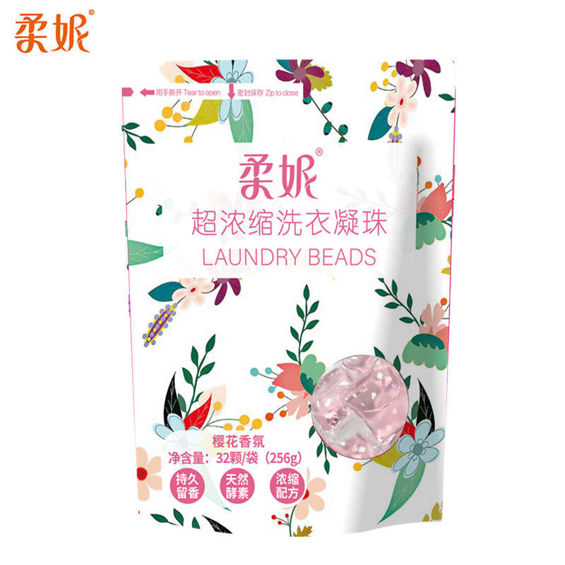 柔妮  浓缩洗衣凝珠持久留香 樱花香氛8g*32粒袋装