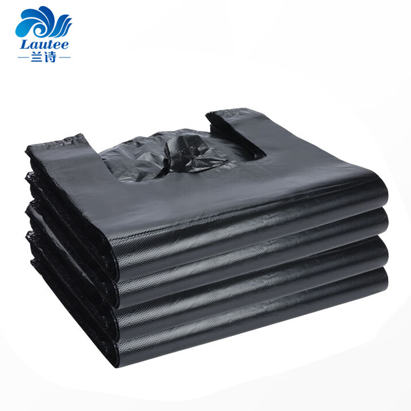兰诗（LAUTEE） 黑色手提垃圾袋酒店商用背心垃圾袋 黑色31*51cm*100只装