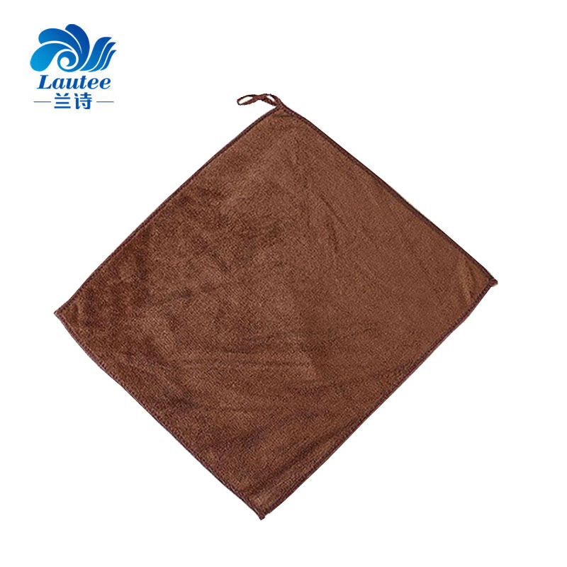 兰诗（LAUTEE） 清洁方巾挂钩超细纤维毛巾清洁手帕咖啡色30*30cm10条装 DA1080