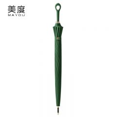 美度（MAYDU） M1613长柄伞加固加大防水抗风日系清新雨伞16骨墨绿色