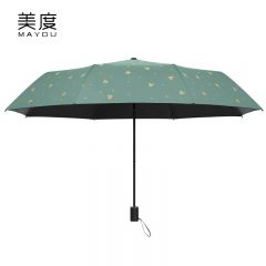 美度（MAYDU） ins烫金爱心遮阳伞黑胶防晒防紫外线太阳伞女折叠加大女学生三折伞薄荷绿
