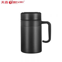 天喜（TIANXI） 钛杯纯钛保温杯带把手男士高档泡茶杯水杯TBB251-520-B黑色420ml