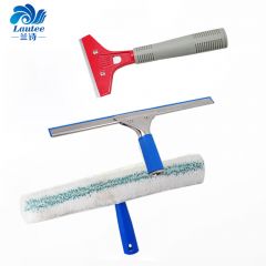 兰诗（LAUTEE） 擦玻璃伸缩杆玻璃刮涂水器  3件套（玻璃刮+T头擦+清洁铲刀） 双节杆1.2米