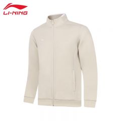 李宁（LI-NING） AWDT989-4卫衣男子健身系列新款开衫无帽外套休闲舒适上衣燕麦灰L