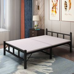 悦山 铁架床单人免安装折叠午睡床黑色 90cm 900*1980*620mm