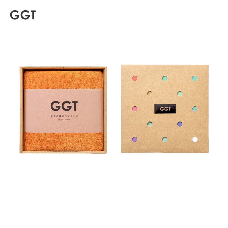 GGT 日本多彩雪花绒浴巾家用加厚成人大毛巾速干男女洗澡裹巾礼盒套装礼盒装黄丹（浴巾）