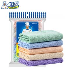世家  细纤维抹布家务清洁厨房毛巾洗碗布百洁布去油家用擦车吸水懒人巾 5片装