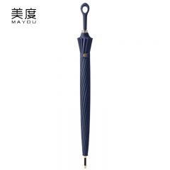 美度（MAYDU） M1613长柄伞加固加大防水抗风日系清新雨伞16骨深海蓝
