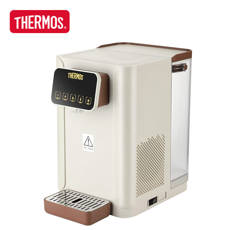 膳魔师（THERMOS） 即热式家用速热饮水机办公室小型台式智能饮水器4L大容量5档出水控温童锁功能自动断电EHA-1141E 米白色 4L 白色
