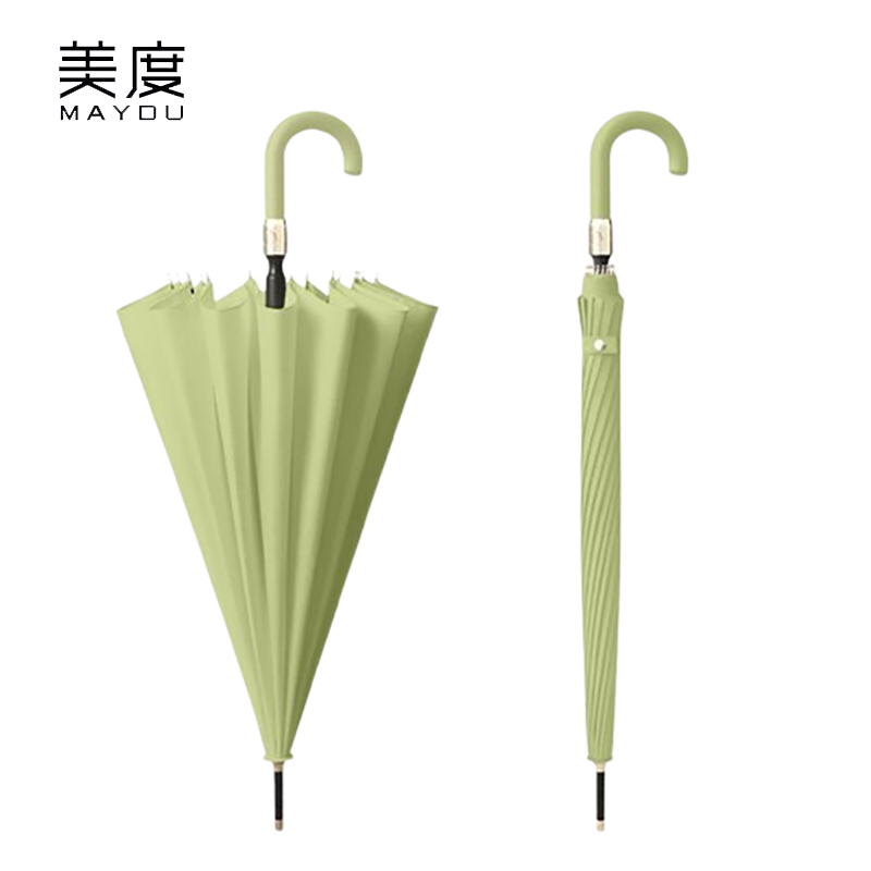 美度（MAYDU） M1605遇水开花雨伞16骨长柄双人晴雨伞加大自动防风直杆伞抹茶绿