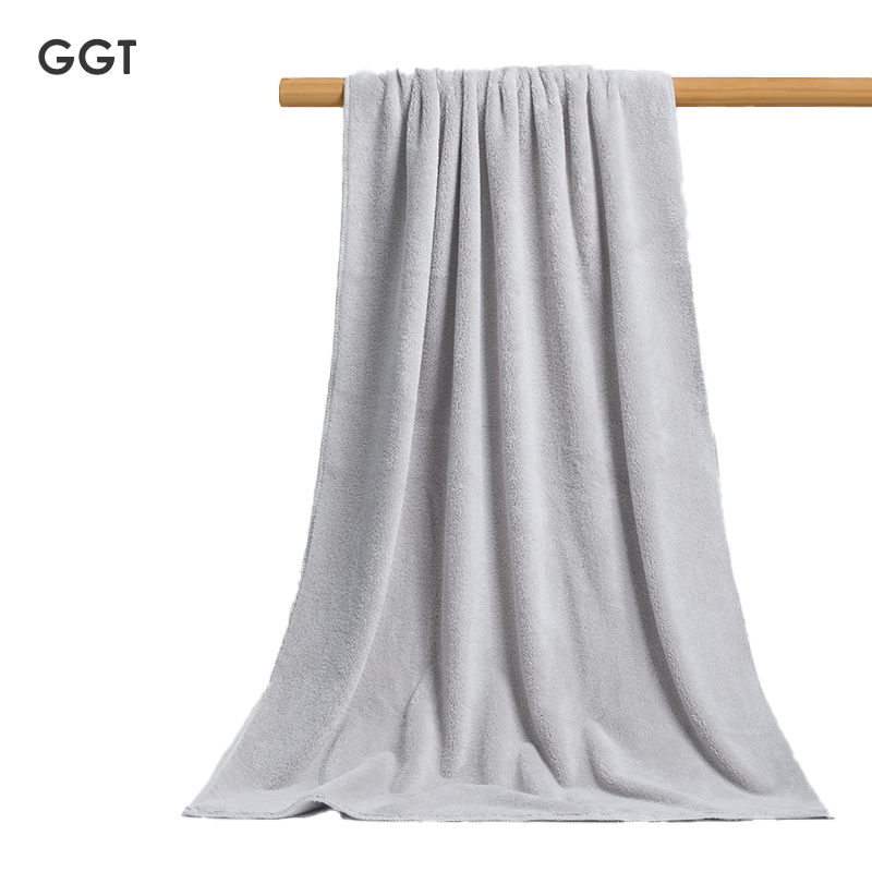 GGT 日本浴巾男士洗澡吸水速干大浴巾毛巾成人不掉毛女浅薄墨色80*160cm