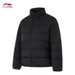 李宁（LI-NING） AYMU353-1短羽绒服男子轻便运动服男款立领舒适轻便羽绒服黑色S码
