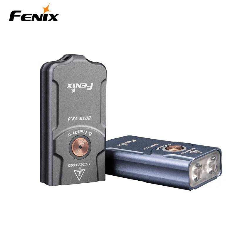 FENIX E03R v2.0手电筒强光全金属钥匙扣手电迷你小型防水EDC手电 枪灰色（500流明）