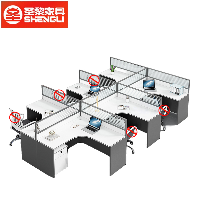 圣黎 办公桌椅组合员工电脑桌屏风隔断工作位干字六人位含柜（不含椅）