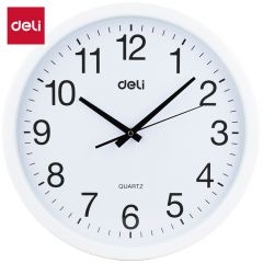 得力（deli）9006挂钟白色客厅简约时尚钟表卧室石英钟低噪