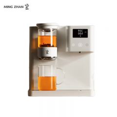 鸣盏 MZ908A即热茶吧机定量出水熟水饮水机 电热水瓶智能台式冲奶泡茶机 茶吧饮水一体机 米白色