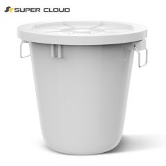 舒蔻   （Supercloud）大号塑料桶 圆形收纳桶大容量水桶酒店厨房工业环卫物业垃圾桶 带盖65升白色