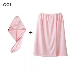 GGT 日本干发帽女速干加厚柔软吸水包头巾成人洗澡浴帽擦头发干发巾樱诺干发帽+浴裙