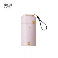 美度（MAYDU） M6108烫金六折伞小巧防晒遮阳伞防紫外线太阳伞女折叠学生口袋伞浅粉色