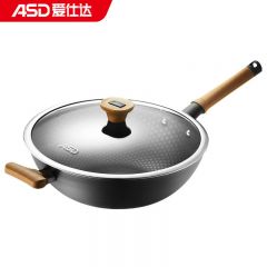 爱仕达（ASD） 炒锅铁锅32CM新四代锈不了日式极铁锅家用无涂层高纯铁老式炒菜锅明火燃气灶电磁炉通用锅子 钢化玻璃盖 CF32A7WG