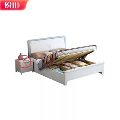 悦山 北欧木质床家用简约压纹木床不含床垫床头柜 气动高箱 1500*2000*1060mm
