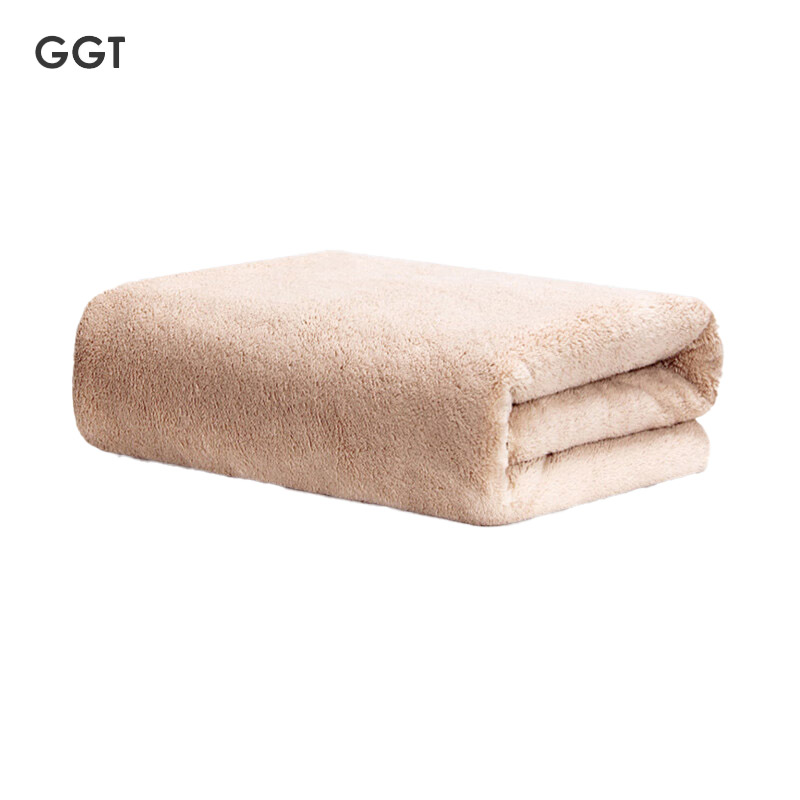 GGT 成人浴巾家用洗澡吸水速干大毛巾女高档男裹不掉毛浅咖色70*140cm
