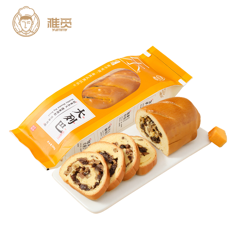 雅觅 金瓜提子大列巴500g 大列巴俄罗斯果仁夹心面包 儿童早餐含膳食纤维葡萄干健康