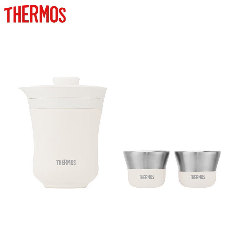 膳魔师（THERMOS） 保温杯260ml旅行茶壶茶杯套组伴手礼品露营便携水杯子TCMU-200 WH