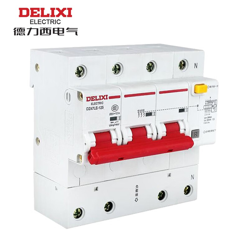 德力西电气 漏电保护断路器 DZ47LE-125 3P+N li(D) 100A 300mA （个）