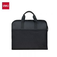 得力（deli）BG140 黑色轻商务水杯袋公文包商务男女职业文件事务包文件保护便携涤纶手提袋电脑包加宽款内置水杯袋