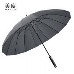 美度（MAYDU） 16骨莲花骨长柄伞加大双人防风晴雨伞两用男士商务雨伞抗风M1615暮云灰