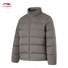 李宁（LI-NING） AYMU353-4短羽绒服男子轻便运动服男款立领舒适轻便羽绒服树灰棕3XL码