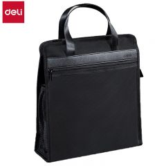 得力（deli） 竖版公文包 63760 黑色 (只)加厚竖式立体办公手提袋