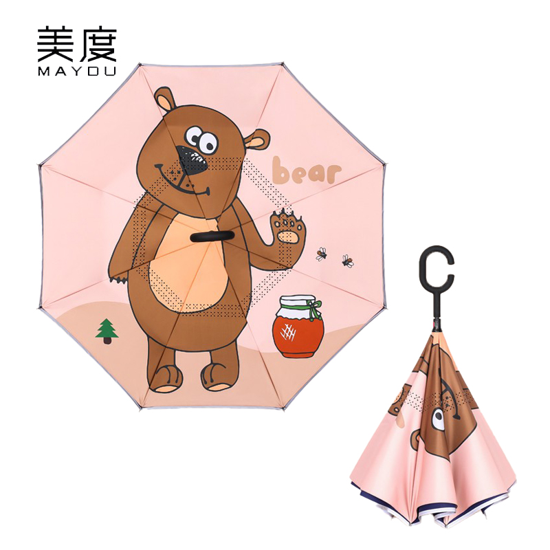 美度（MAYDU） M6016儿童反向伞双层学生雨伞加大加固防风晴雨伞遮阳直杆太阳伞大熊