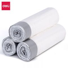 得力（deli） 18751 抽绳式垃圾袋便携牢固大容量居家办公用品3卷装 白色 45*50cm